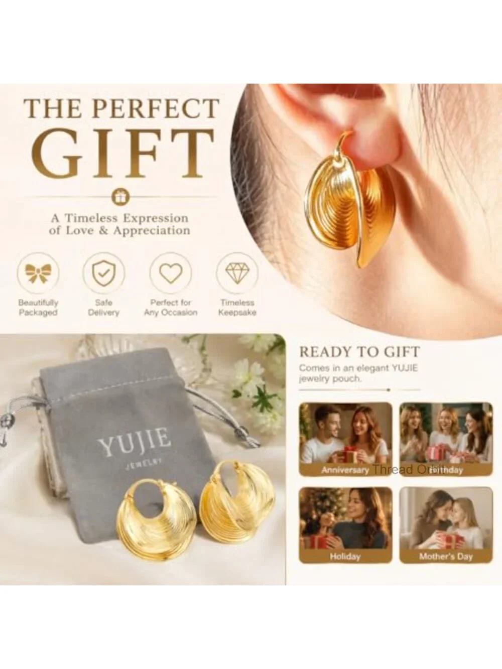 Chunky Gold Plated Hoop Earrings Textured Huggie Statement Jewelry